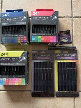 Spectrum Noir Pen/Marker Lot Darks Brights Lights Yellow Cool Grey Blender Nibs